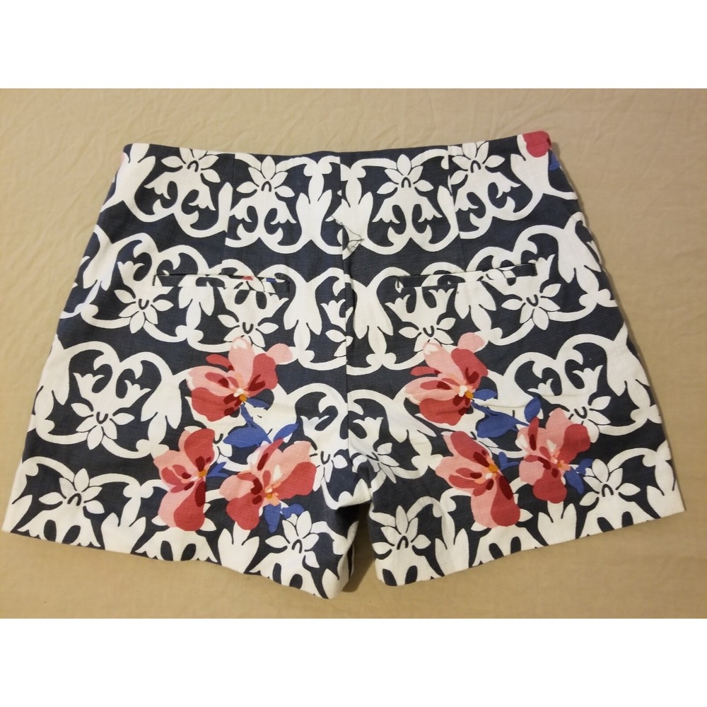 Womens Ann Taylor Khaki Shorts 2 Red Blue Cotton Chino Stretch
